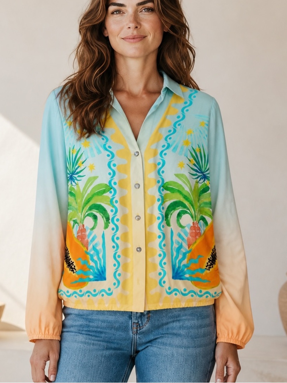Never Fully Dressed Rio Miley
Printed Button-Down Shirt size 4